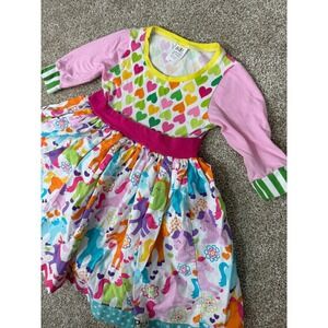 KPea Girls 4T Dress Unicorn Heart Whimsy Long Sleeve Twirl Matilda Jane Style